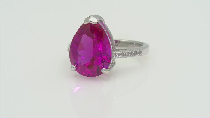 Pink Lab Created Sapphire Rhodium Over Sterling Silver Ring 10.05ctw Video Thumbnail