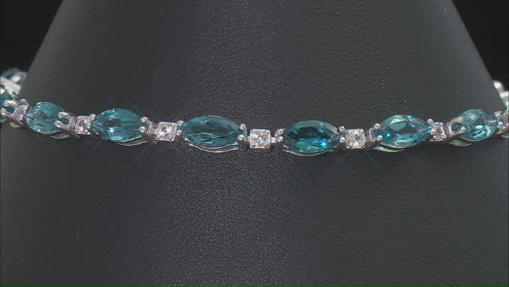 London Blue Topaz Rhodium Over Sterling Silver Tennis Bracelet 8.78ctw Video Thumbnail