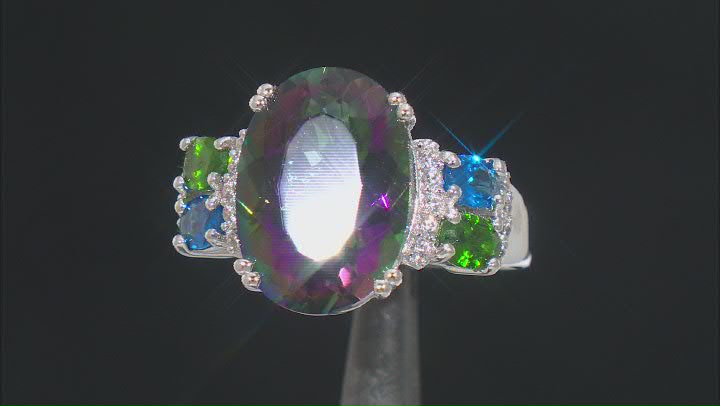 Multicolor Quartz Rhodium Over Silver Ring 5.26ctw Video Thumbnail