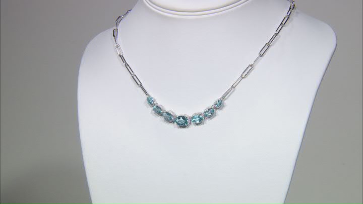 Sky Blue Topaz Rhodium Over Sterling Silver Paper Clip Necklace 6.93ctw Video Thumbnail