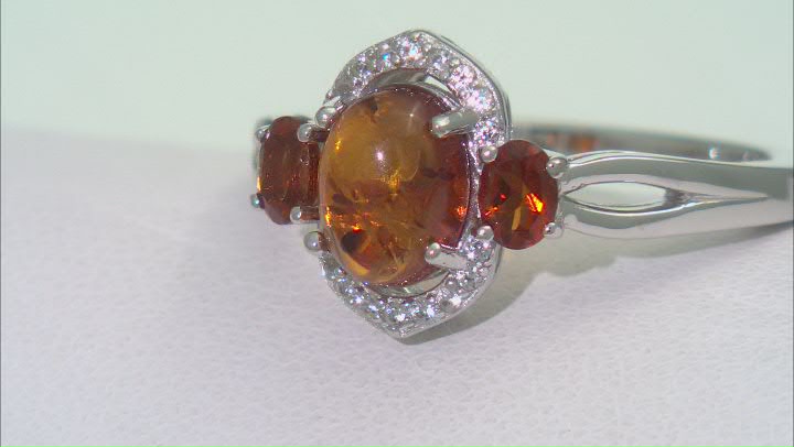 Amber Rhodium Over Silver Ring 0.41ctw Video Thumbnail