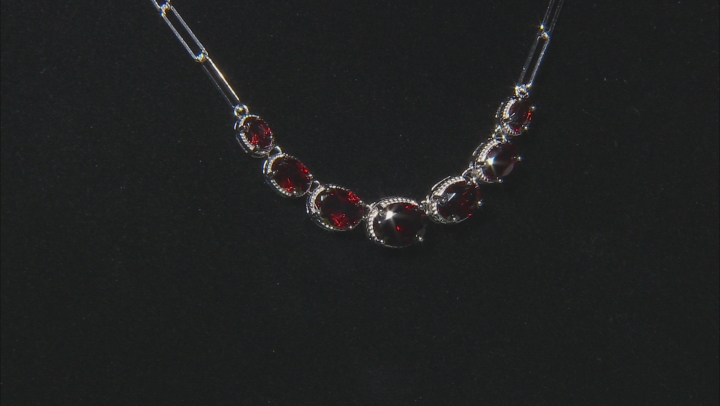 Red Garnet Rhodium Over Sterling Silver Paper Clip Necklace 6.81ctw Video Thumbnail