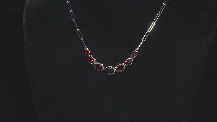 Red Garnet Rhodium Over Sterling Silver Paper Clip Necklace 6.81ctw Video Thumbnail