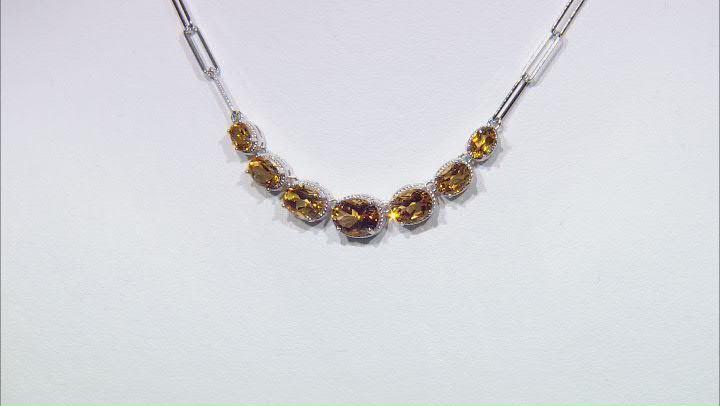 Yellow Citrine Rhodium Over Sterling Silver Paper Clip Necklace 5.33ctw Video Thumbnail