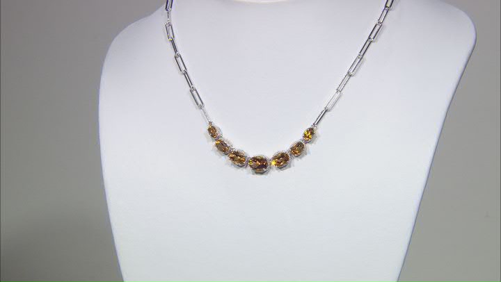 Yellow Citrine Rhodium Over Sterling Silver Paper Clip Necklace 5.33ctw Video Thumbnail