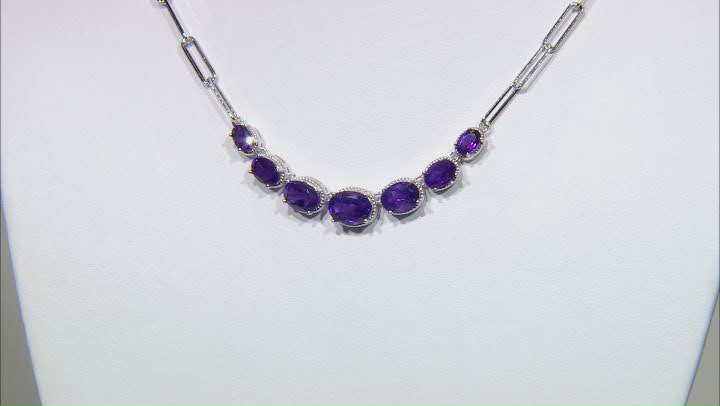 Purple Amethyst Rhodium Over Sterling Silver Paper Clip Necklace 5.54ctw Video Thumbnail