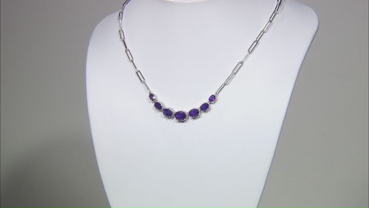 Purple Amethyst Rhodium Over Sterling Silver Paper Clip Necklace 5.54ctw Video Thumbnail
