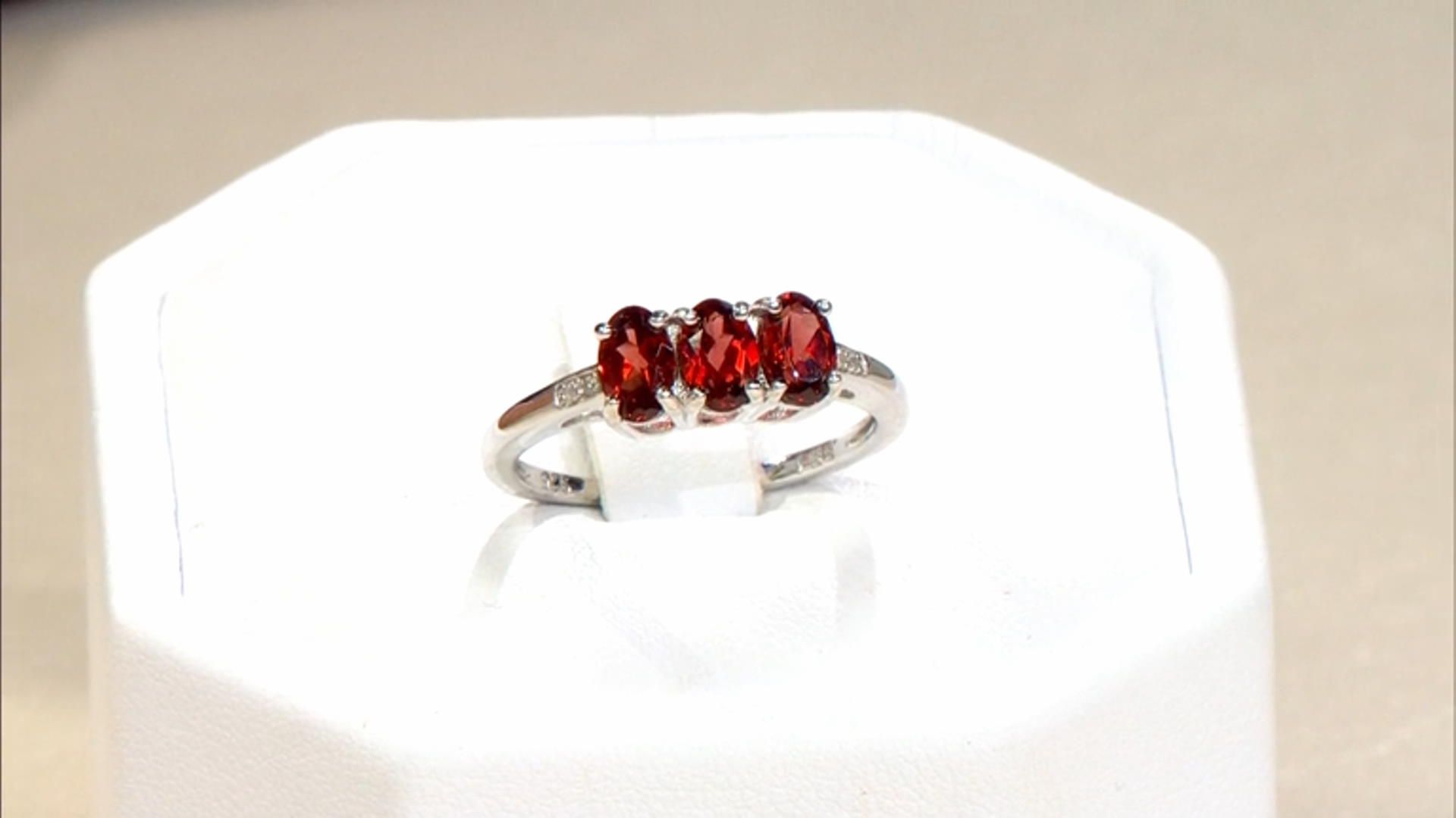 Red Garnet Rhodium Over Sterling Silver 3-Stone Ring 2.48ctw Video Thumbnail