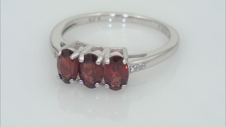 Red Garnet Rhodium Over Sterling Silver 3-Stone Ring 2.48ctw Video Thumbnail