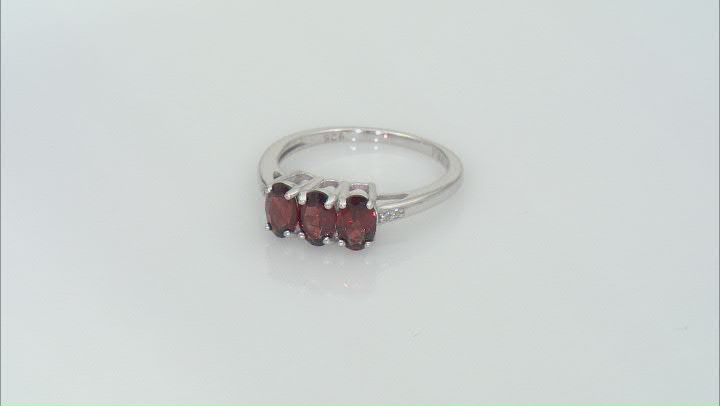 Red Garnet Rhodium Over Sterling Silver 3-Stone Ring 2.48ctw Video Thumbnail