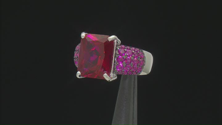 Lab Created Ruby Rhodium Over Sterling Silver Ring 7.47ctw Video Thumbnail