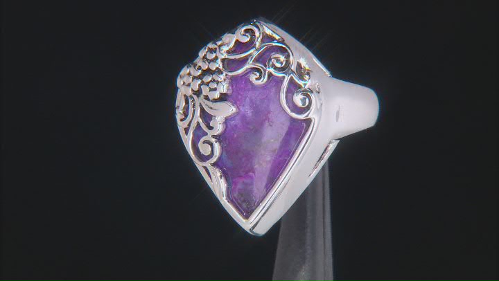 Purple Composite Turquoise Sterling Silver Solitaire Ring Video Thumbnail