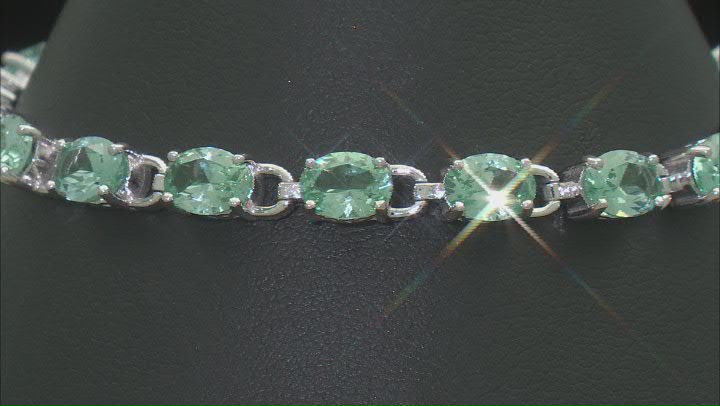 Green Lab Created Spinel Rhodium Over Sterling Silver Tennis Bracelet 13.24ctw Video Thumbnail