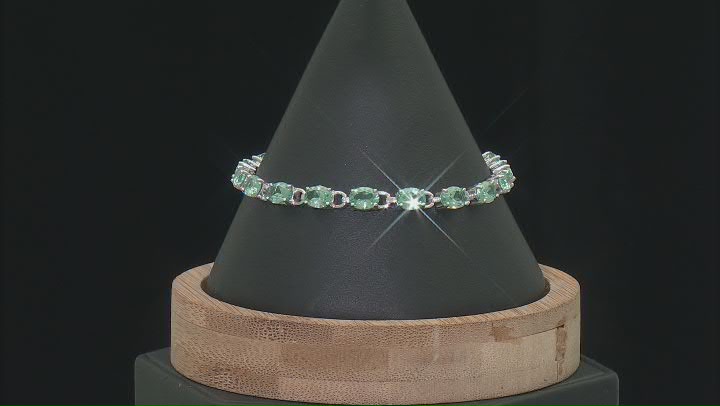 Green Lab Created Spinel Rhodium Over Sterling Silver Tennis Bracelet 13.24ctw Video Thumbnail