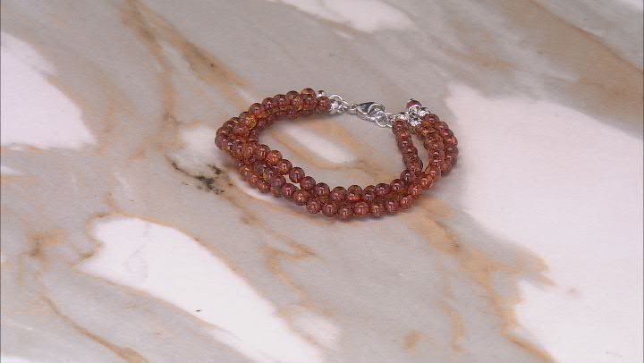 Amber Rhodium Over Sterling Silver 3 Row Bracelet Video Thumbnail