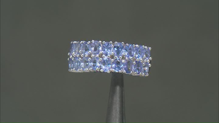 Blue Tanzanite Rhodium Over Sterling Silver Band Ring 3.00ctw Video Thumbnail