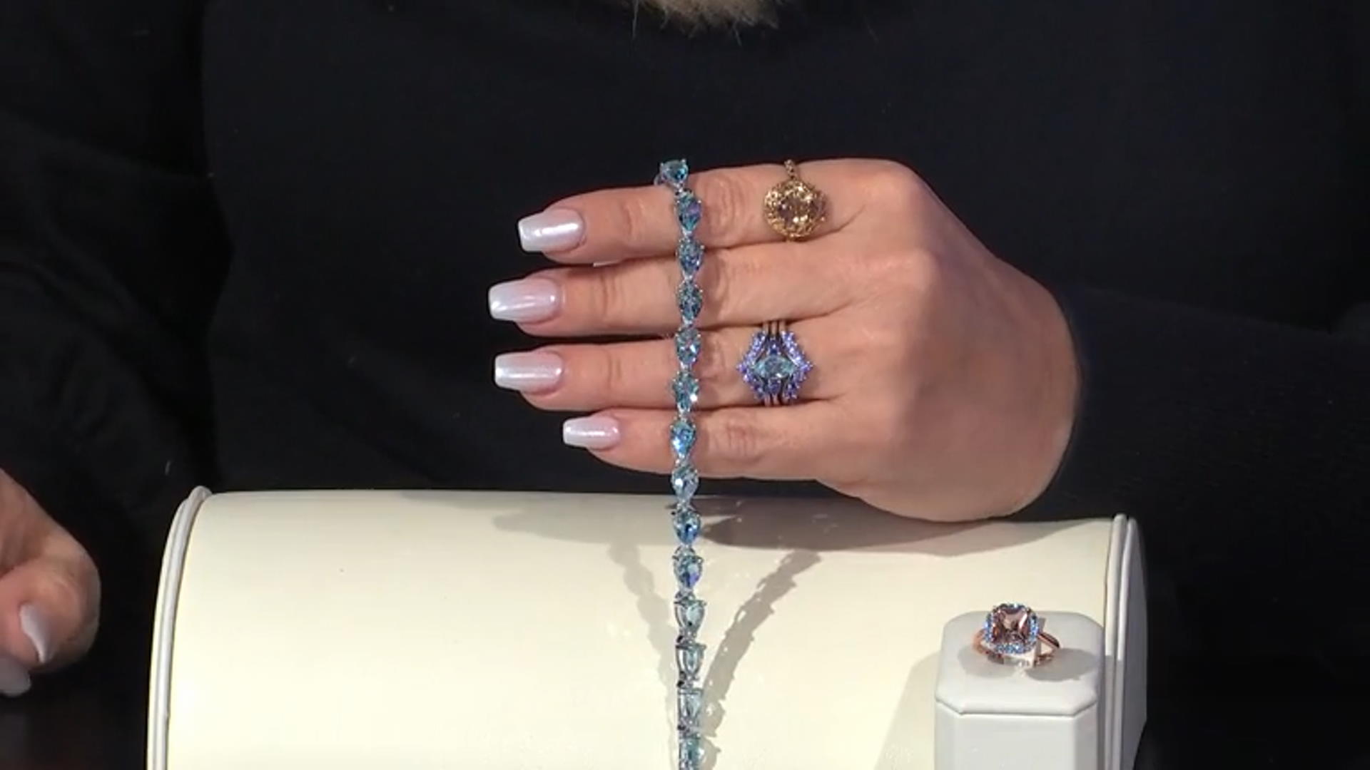 Blue Glacier Topaz™ Rhodium Over Sterling Silver Tennis Bracelet 23.07ctw Video Thumbnail