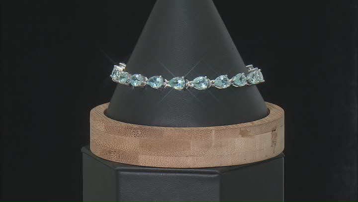 Blue Glacier Topaz™ Rhodium Over Sterling Silver Tennis Bracelet 23.07ctw Video Thumbnail