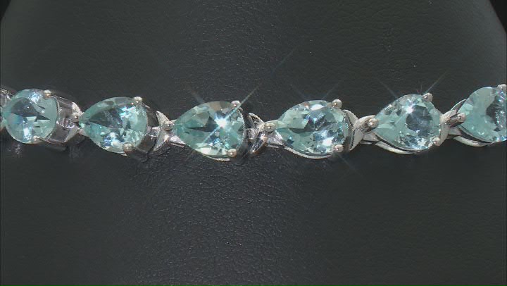 Blue Glacier Topaz™ Rhodium Over Sterling Silver Tennis Bracelet 23.07ctw Video Thumbnail