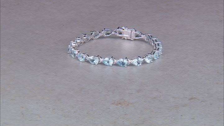 Blue Glacier Topaz™ Rhodium Over Sterling Silver Tennis Bracelet 23.07ctw Video Thumbnail