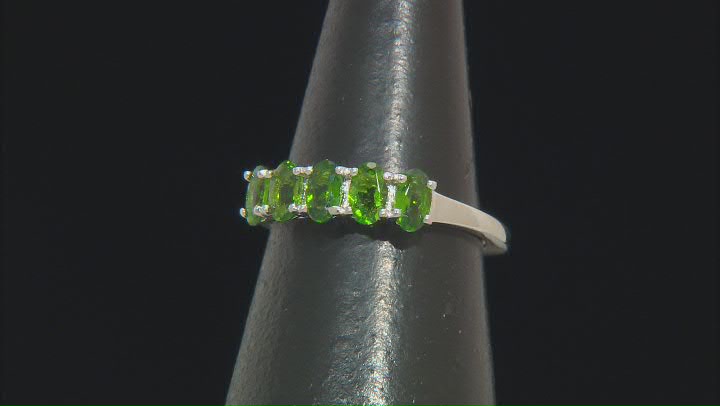 Green Chrome Diopside Rhodium Over Sterling Silver Band Ring 1.06ctw Video Thumbnail
