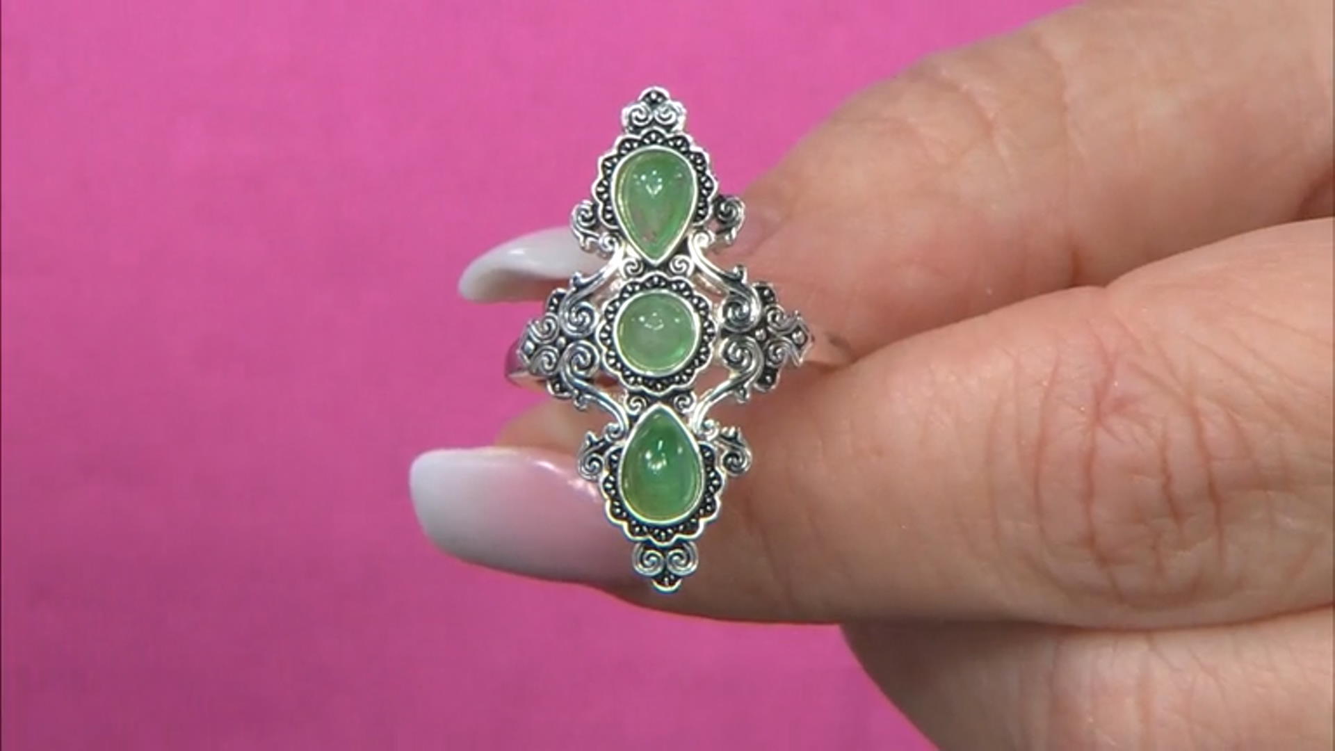 Green Emerald Sterling Silver Ring Video Thumbnail