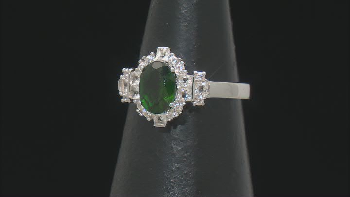 Green Chrome Diopside Rhodium Over Silver Ring 1.72ctw Video Thumbnail