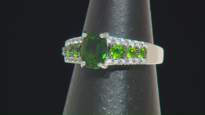 Green Chrome Diopside Rhodium Over Silver Ring 1.90ctw Video Thumbnail