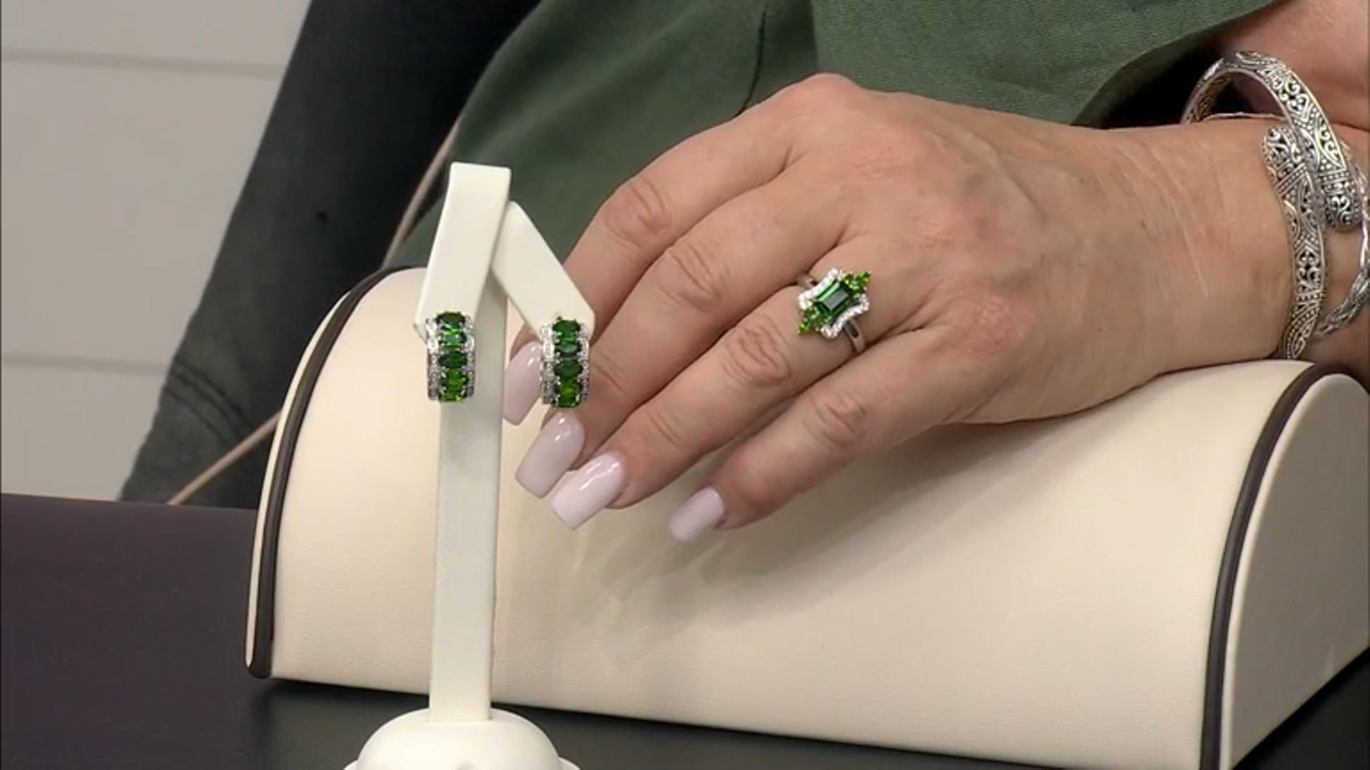 Green Chrome Diopside Rhodium Over Silver Ring 2.02ctw Video Thumbnail