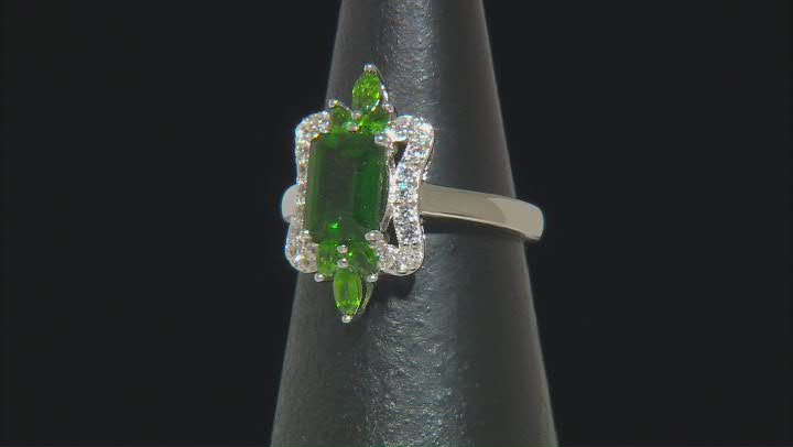 Green Chrome Diopside Rhodium Over Silver Ring 2.02ctw Video Thumbnail