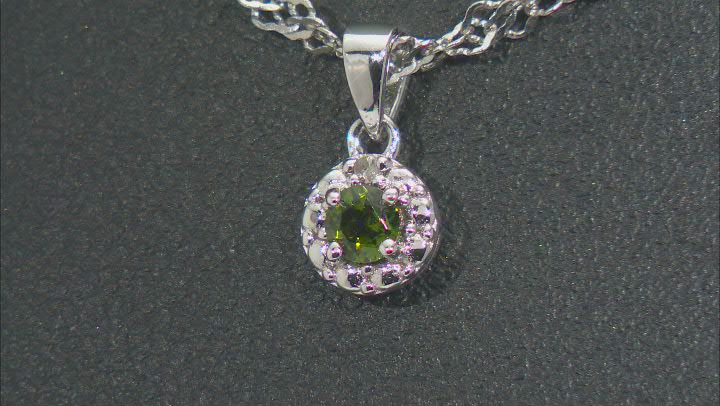 Green Chrome Diopside Rhodium Over Silver Pendant With Chain 0.10ctw Video Thumbnail