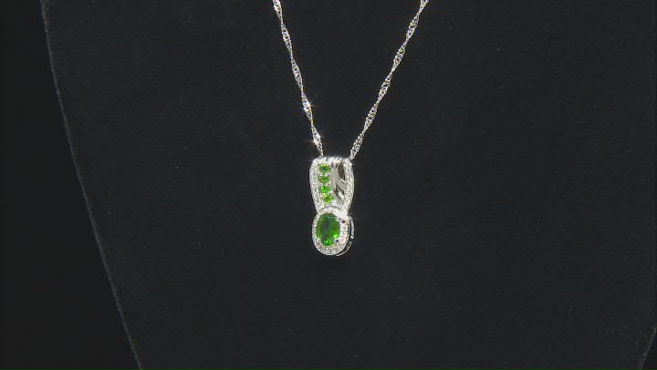 Green Chrome Diopside Rhodium Over Sterling Silver Pendant With Chain 1.16ctw Video Thumbnail