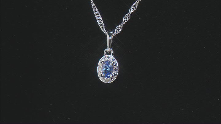 Blue Tanzanite Rhodium Over Silver Pendant With Chain 0.21ctw Video Thumbnail