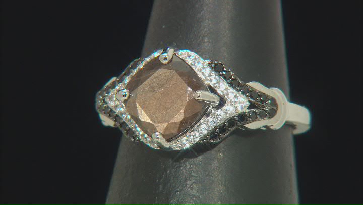 Golden Sheen Sapphire Rhodium Over Sterling Silver Ring 3.03ctw Video Thumbnail