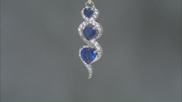 Blue Mahaleo® Sapphire Rhodium Over Sterling Silver Pendant With Chain 0.99ctw Video Thumbnail