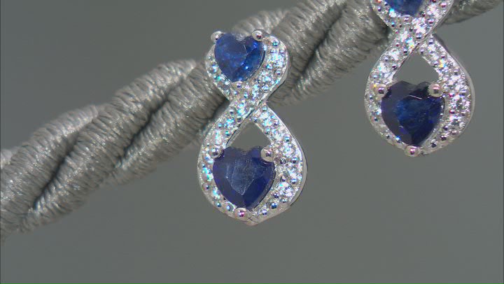 Blue Mahaleo® Sapphire Rhodium Over Sterling Silver Earrings 1.15ctw Video Thumbnail