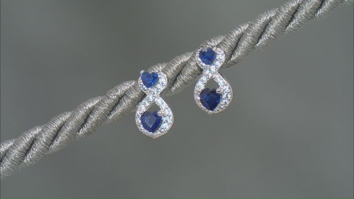 Blue Mahaleo® Sapphire Rhodium Over Sterling Silver Earrings 1.15ctw Video Thumbnail