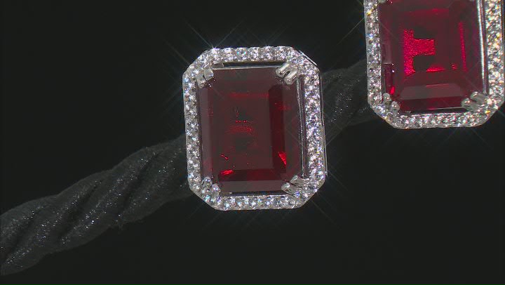 Red Lab Created Ruby Rhodium Over Sterling Silver Earrings 9.52ctw Video Thumbnail