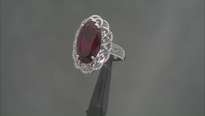 Lab Created Ruby Rhodium Over Sterling Silver Solitaire Ring 8.85ct Video Thumbnail