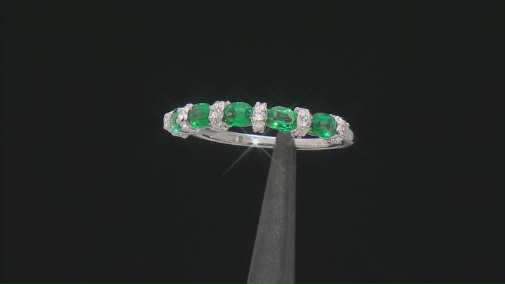 Green Lab Created Emerald Rhodium Over Silver Band Ring 0.75ctw Video Thumbnail