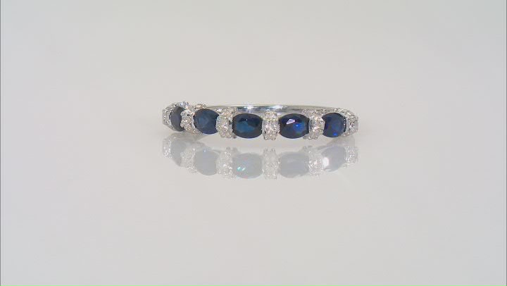 Blue Lab Created Sapphire Rhodium Over Silver Band Ring 0.92ctw Video Thumbnail
