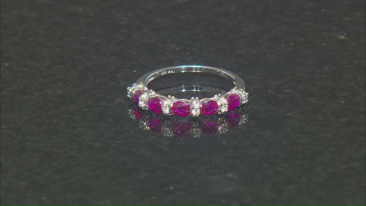 Red Lab Created Ruby with Lab White Sapphire Rhodium Over Silver Band Ring 0.92ctw Video Thumbnail