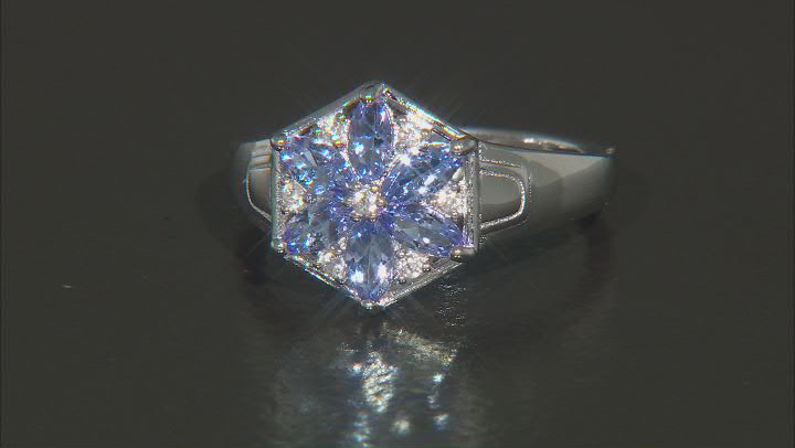 Blue Tanzanite Rhodium Over Sterling Silver Ring 0.80ctw Video Thumbnail