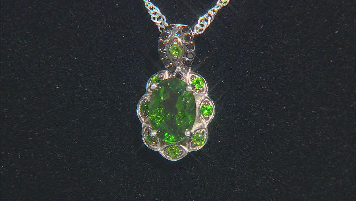 Green Chrome Diopside Rhodium Over Silver Pendant With Chain 1.18ctw Video Thumbnail