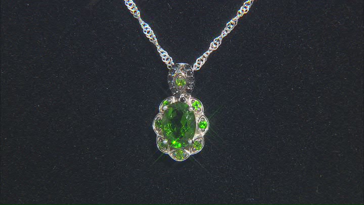 Green Chrome Diopside Rhodium Over Silver Pendant With Chain 1.18ctw Video Thumbnail