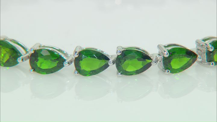 Green Chrome Diopside Rhodium Over Sterling Silver Tennis Bracelet 14.28ctw Video Thumbnail