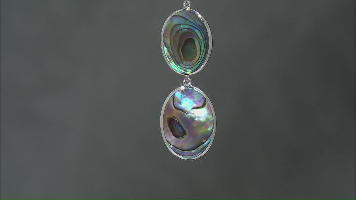 Multicolor Abalone Shell Rhodium Over Sterling Silver 3-Stone Pendant With Chain Video Thumbnail
