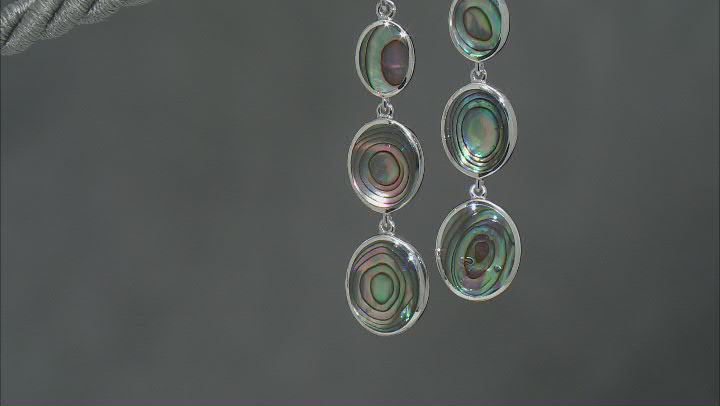Multicolor Abalone Shell Rhodium Over Sterling Silver Earrings Video Thumbnail
