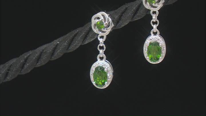 Green Chrome Diopside Rhodium Over Silver Dangle Earrings 1.06ctw Video Thumbnail