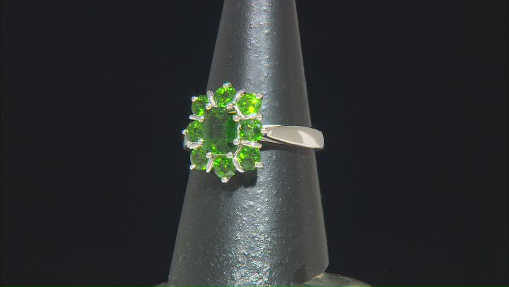 Green Chrome Diopside Rhodium Over Sterling Silver Ring 2.22ctw Video Thumbnail